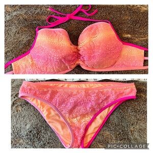 Victoria Secret Pink Ombré Swimsuit! 36Dd and Med Bottom